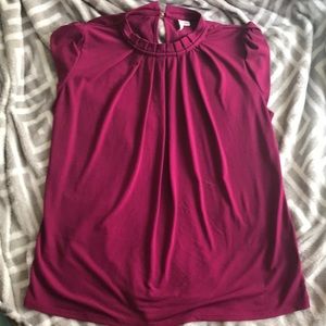 Elle Womens Size Small Magenta Cap Sleeve Blouse